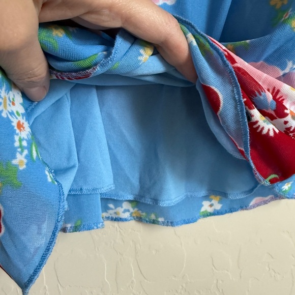 Y2K Tommy Hilfiger Hawaiian Spaghetti Strap Coastal Blue and Red Camisole Large - Picture 3 of 10